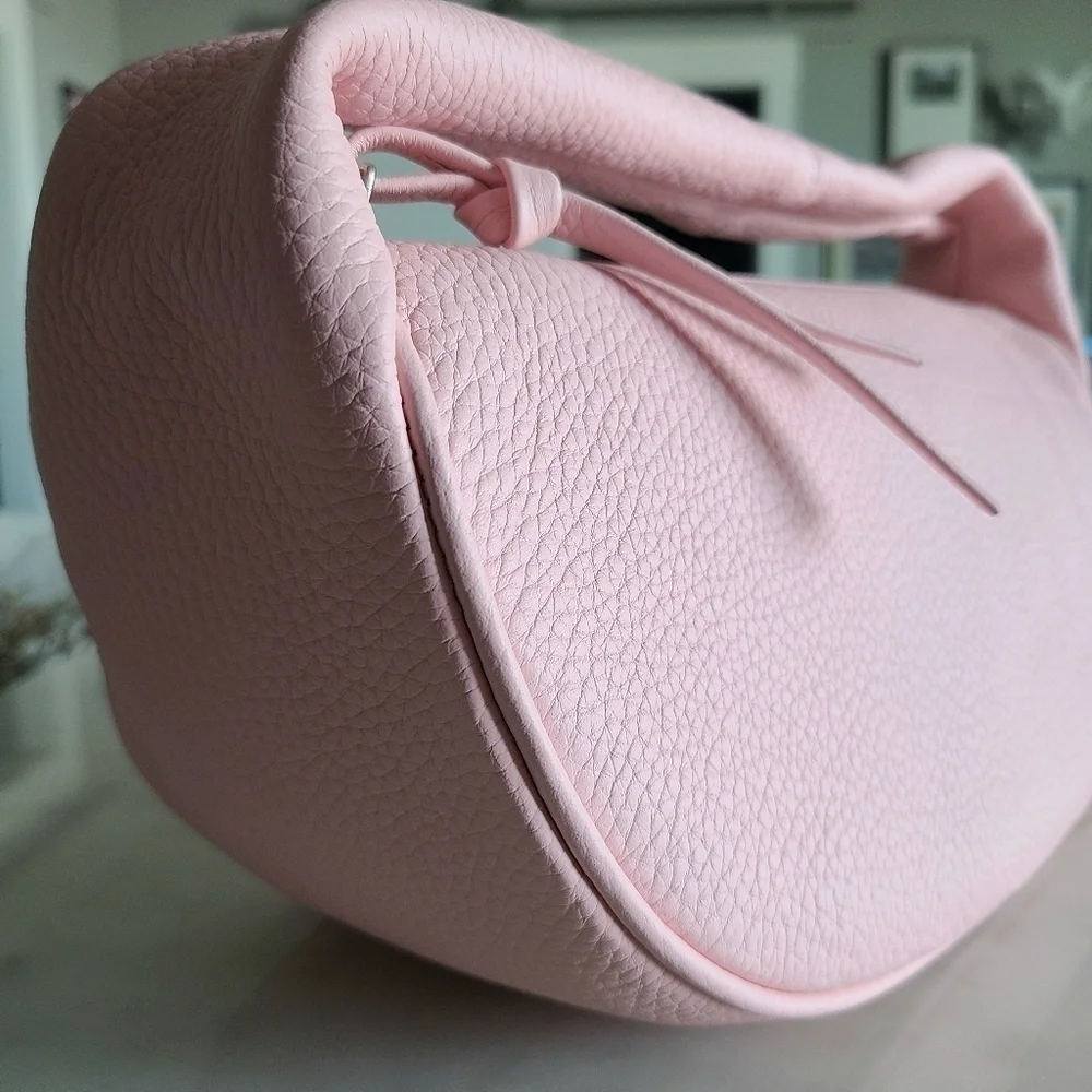 BY FAR Cush Flat Grain Leather Bag, Pink, NWT